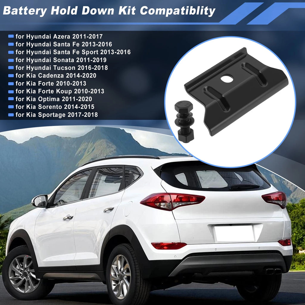 Battery Hold Down Tie Bracket Clamp for Hyundai Sonata, Kia Optima, Sorento (2011–2019)