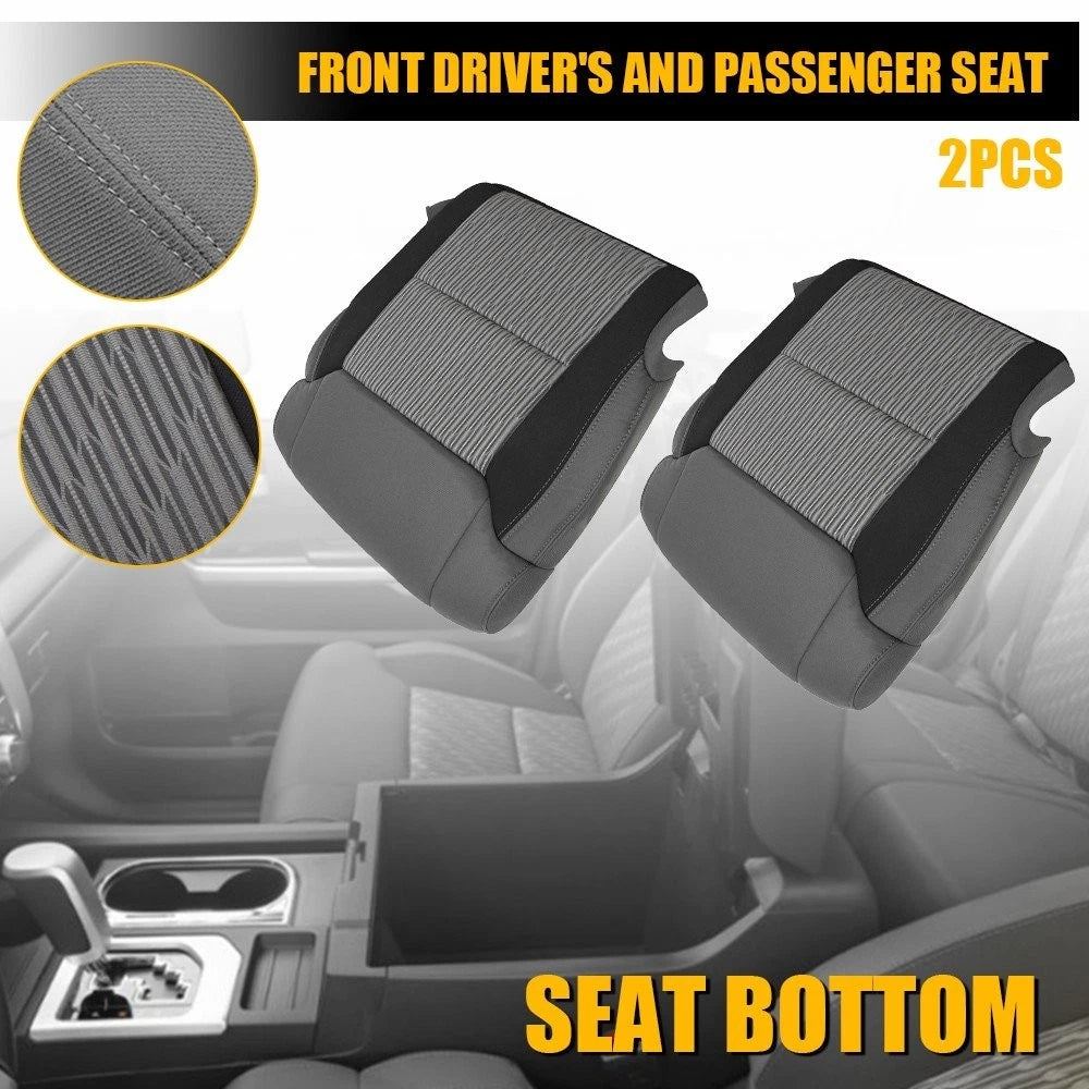 2X Bottom Seat Covers for Toyota Tundra (2014–2021) Gray Black Cloth