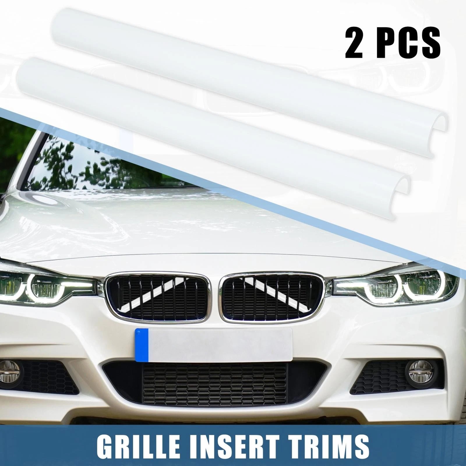 2X Grille Insert Trim Stripes for BMW F20 F30 F21 (2011–2018) White