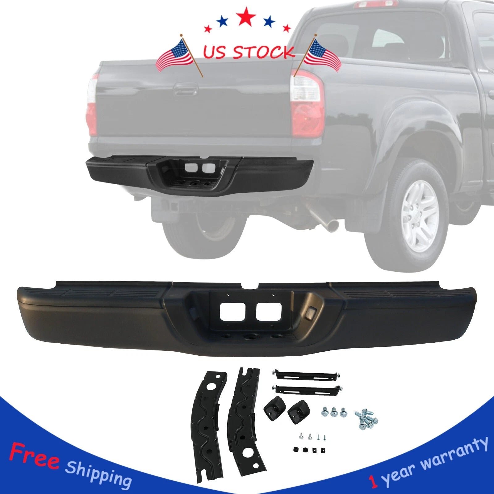 Powdercoated Black Fleetside Step Bumper for Toyota Tundra (2000–2006)
