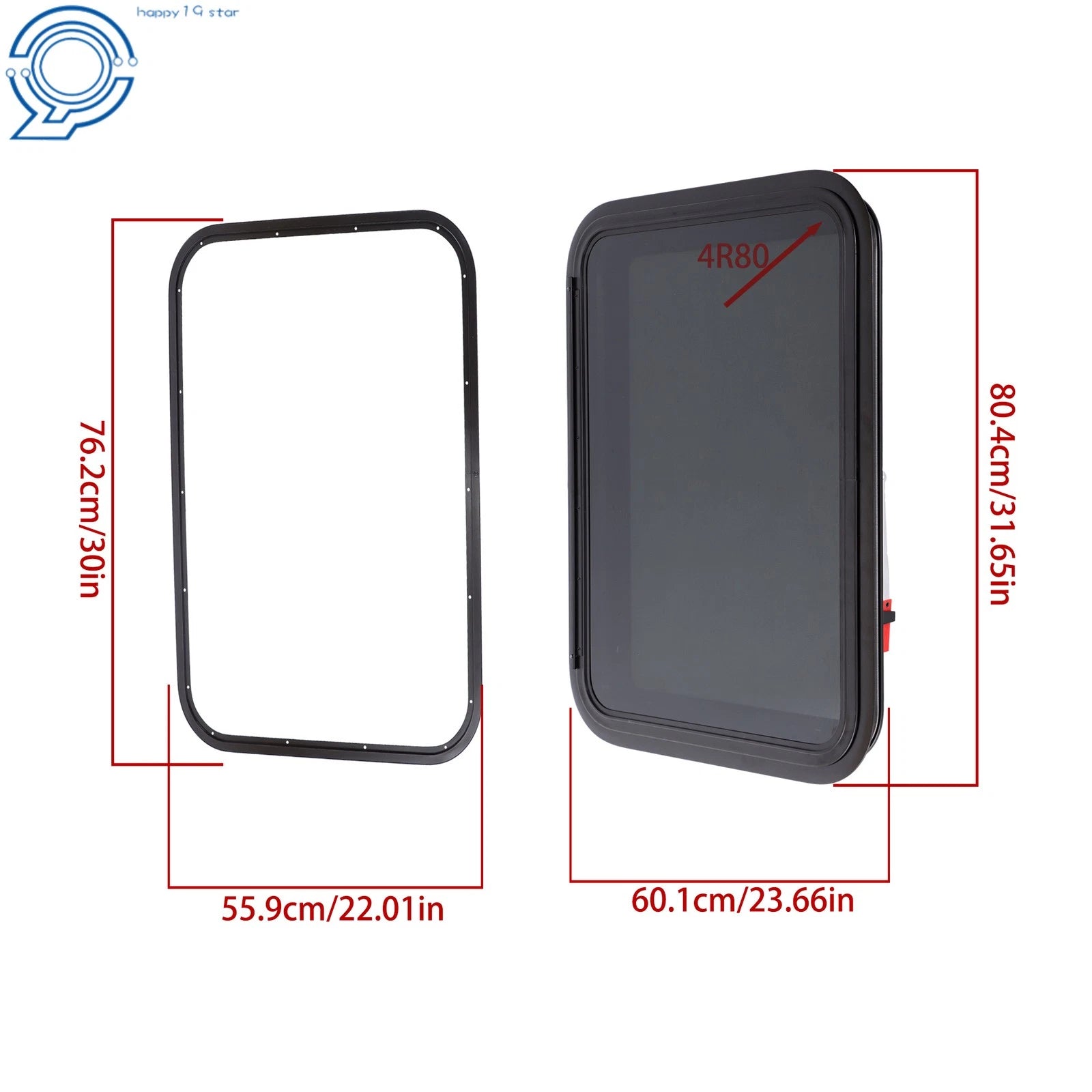 Exit RV Window with Trim Ring and Removable Screen for RV Camper Trailer