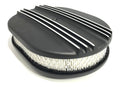 12 Inch Oval Air Cleaner Half Finned for Classic Chevy Ford (Black Aluminum)