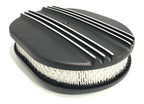 12 Inch Oval Air Cleaner Half Finned for Classic Chevy Ford (Black Aluminum)