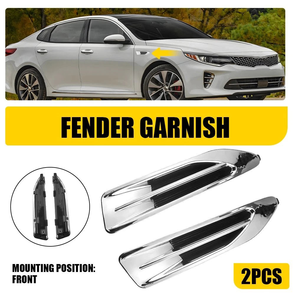 Set of 2 Front Fender Garnish Side Chrome Molding for Kia Optima EX (2016–2018)