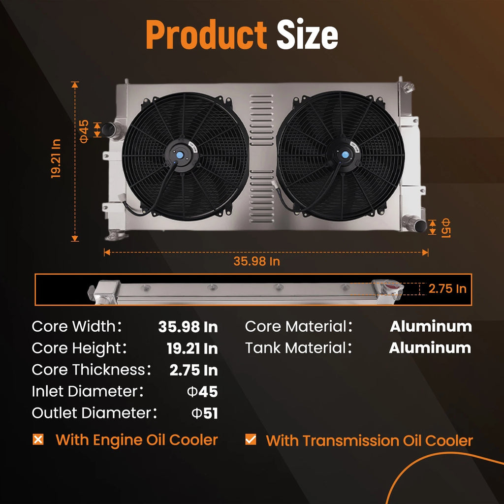 Aluminum Radiator Shroud Fan for Dodge Ram 2500 3500 (1998) DPI1553