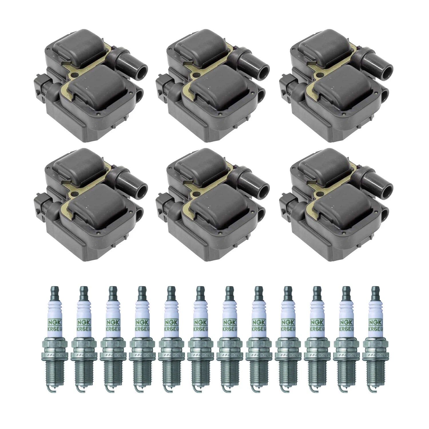 Set of 2 Ignition Coils & NGK G-Power Spark Plugs for Crossfire C32 AMG (2004–2007)