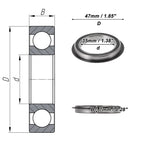 Deep Groove Ball Bearings 6807NR2RS for Scooter Skateboard (35x47x7mm)