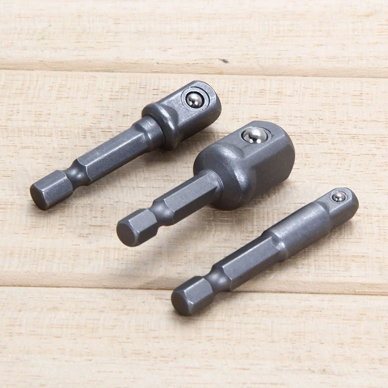 Set of 4 Drill Socket Adapter Converters 1/4" 3/8" 1/2" Drive