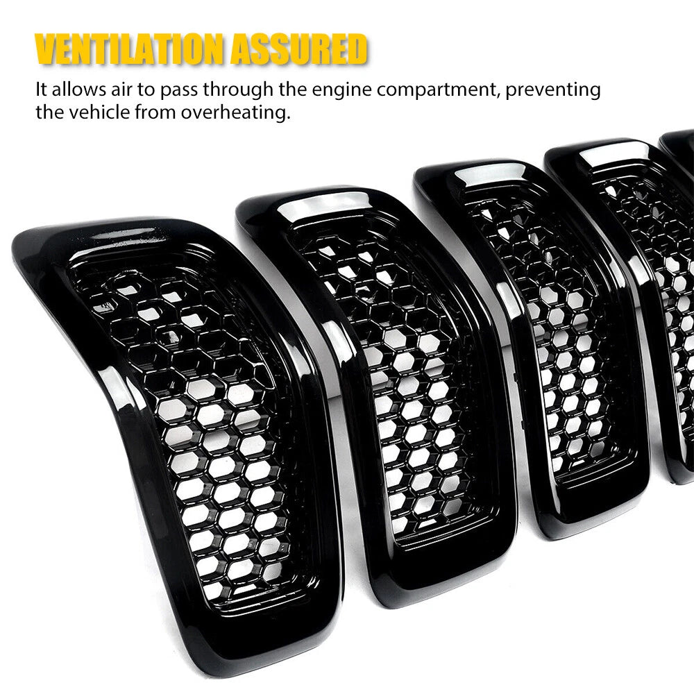 Front Grill Inserts Honeycomb Mesh Black Cover for Jeep Cherokee (2014–2018)