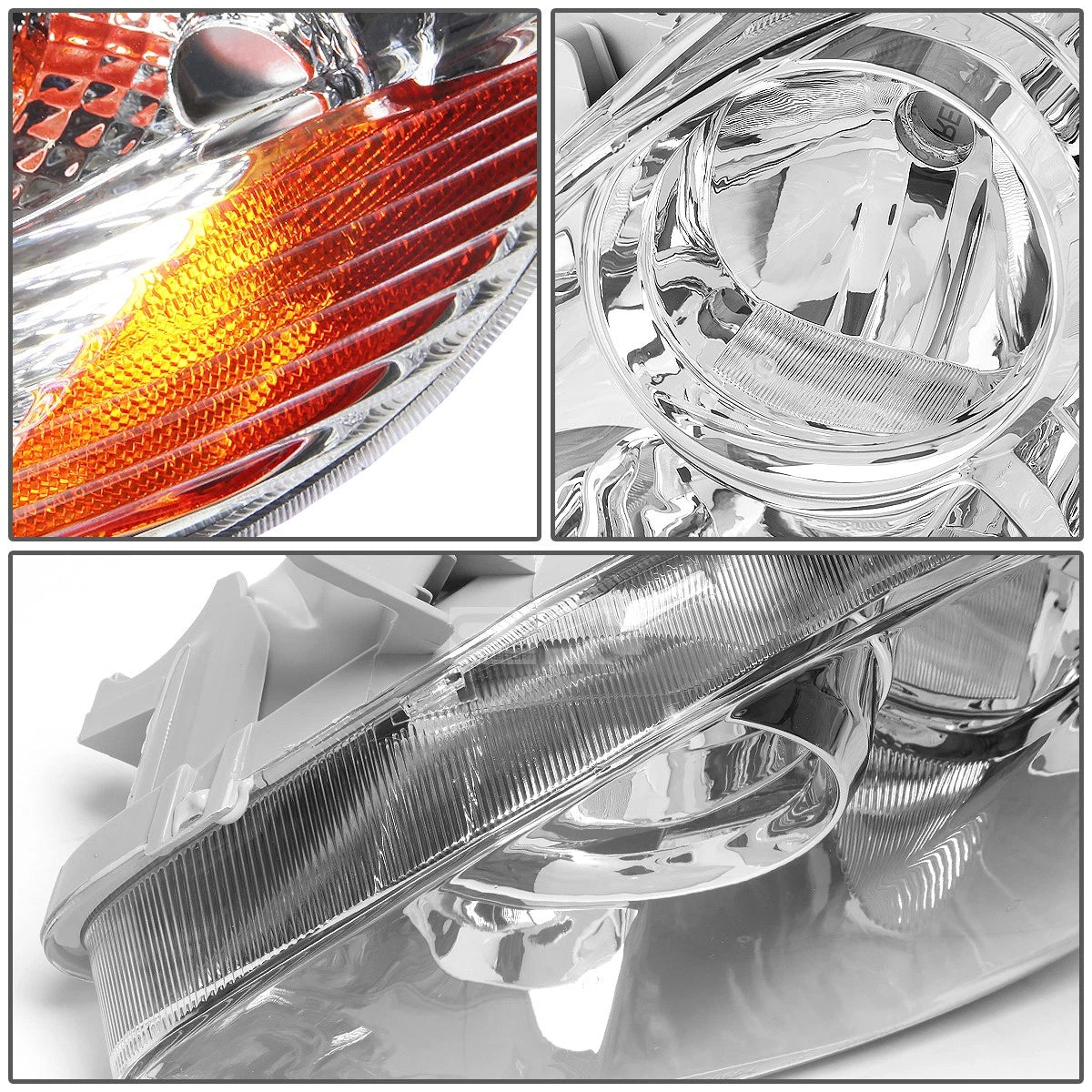 Pair of Chrome Housing Amber Side Headlights for Toyota Corolla (2003–2008)