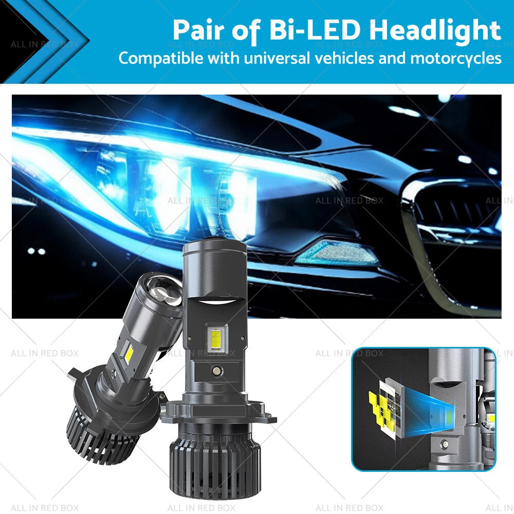 2X Bi-LED Projector Lens Headlight Bulbs for H4 9003 (100W Hi/Lo)