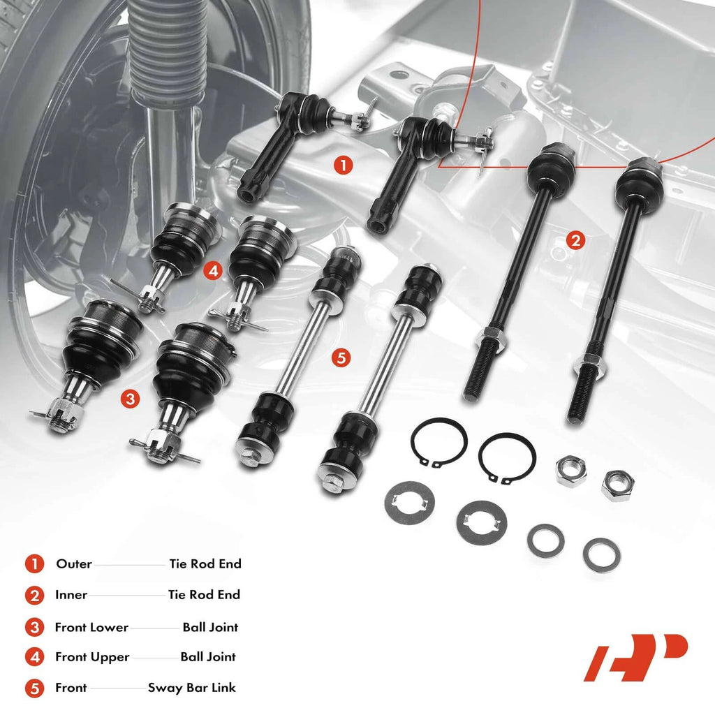 10x Front Sway Bar Link & Tie Rod End for Chevy Silverado 1500 (1999–2006)