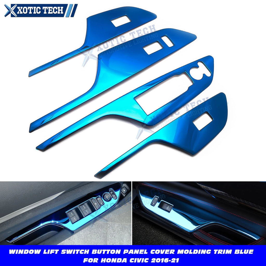 Window Lift Switch Panel Cover Molding Trim Blue for Honda Civic (2016–2021)