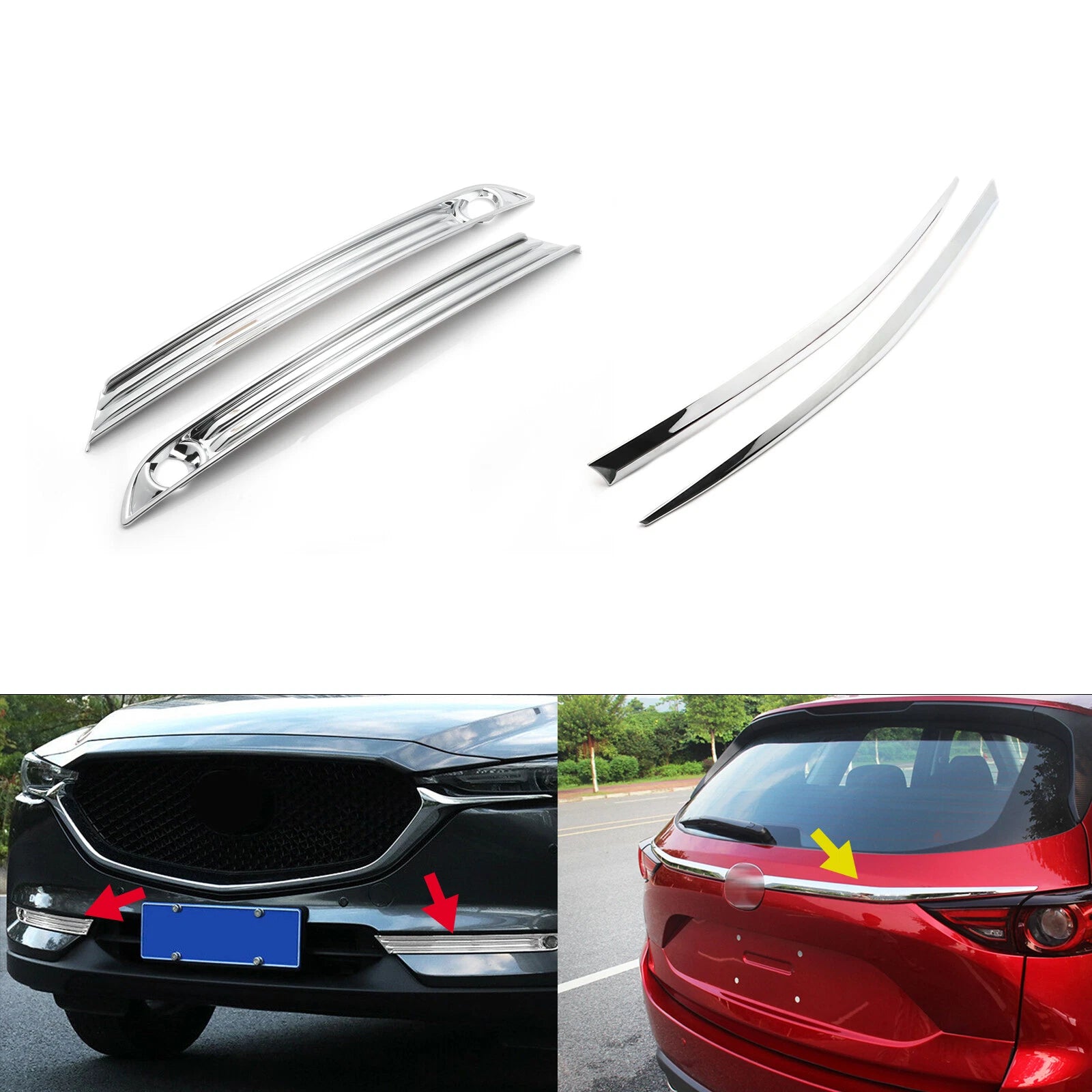 Chrome Front Fog Light and Trunk Molding Cover for Mazda CX-5 (2017–2020)