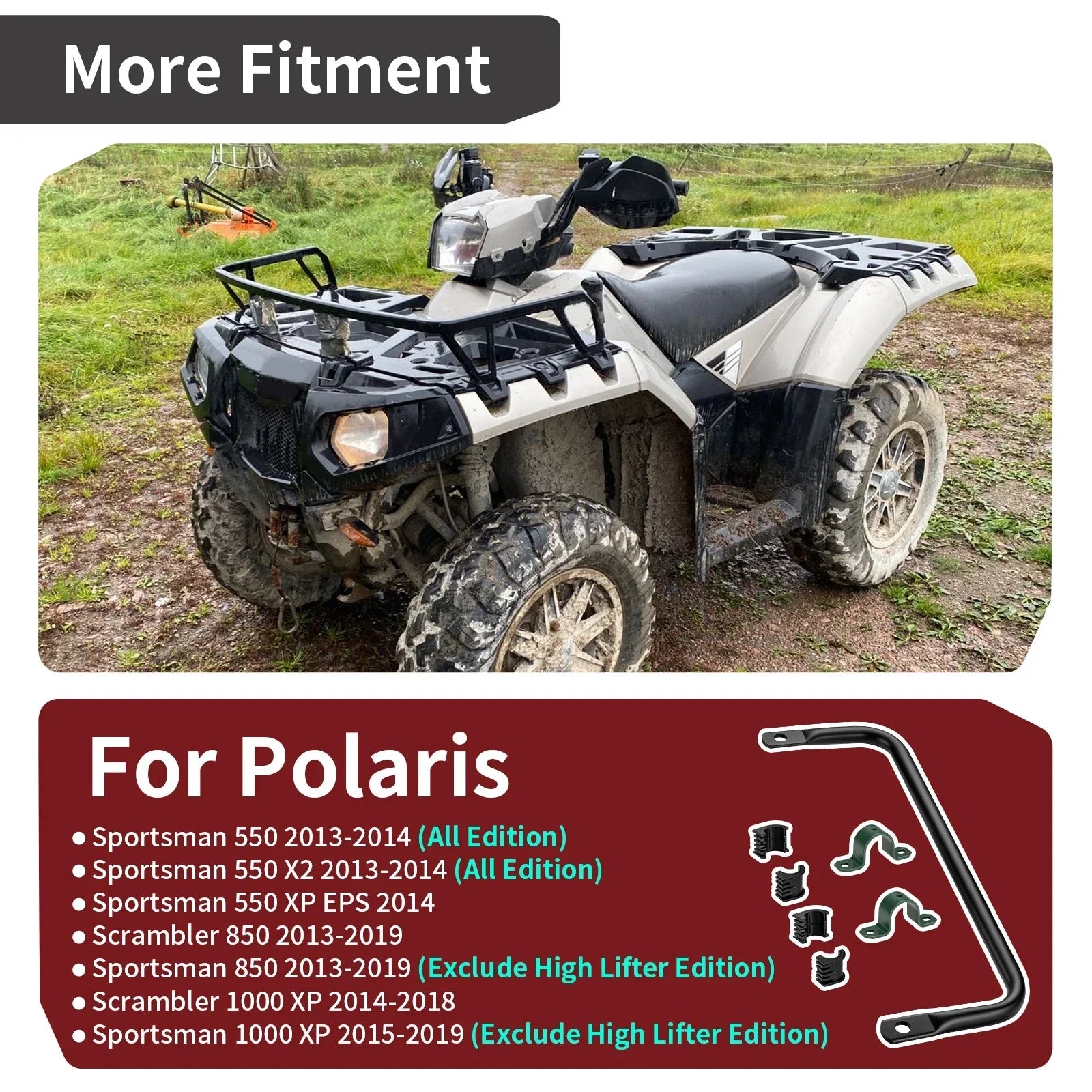 Rear Stabilizer Bar w/ Bushings for Polaris Scrambler 850 (2013–2019)