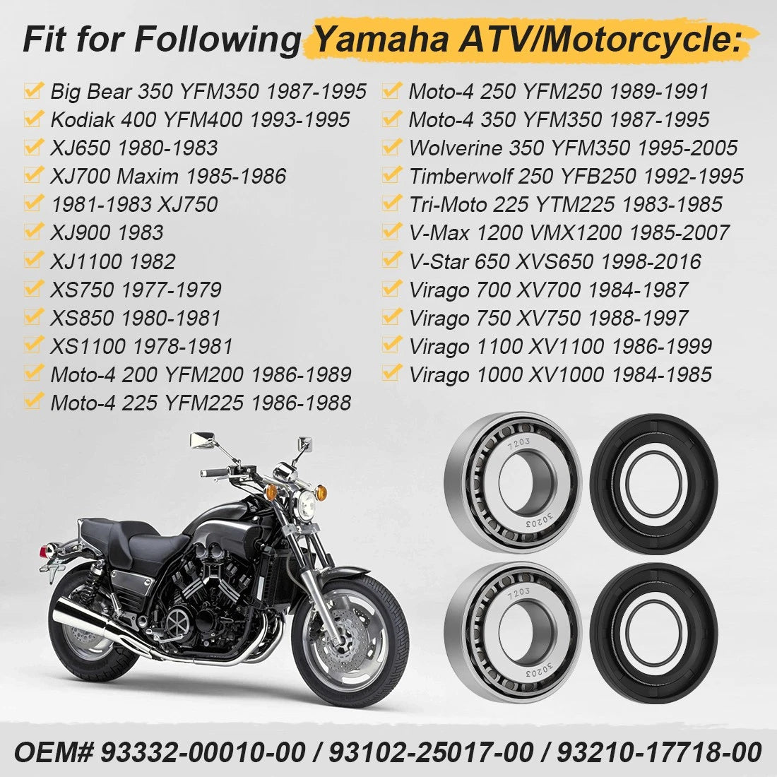Swing Arm Bearing Seal for Yamaha Timberwolf 250, Tri-Moto 225, V-Star 650, VMX1200