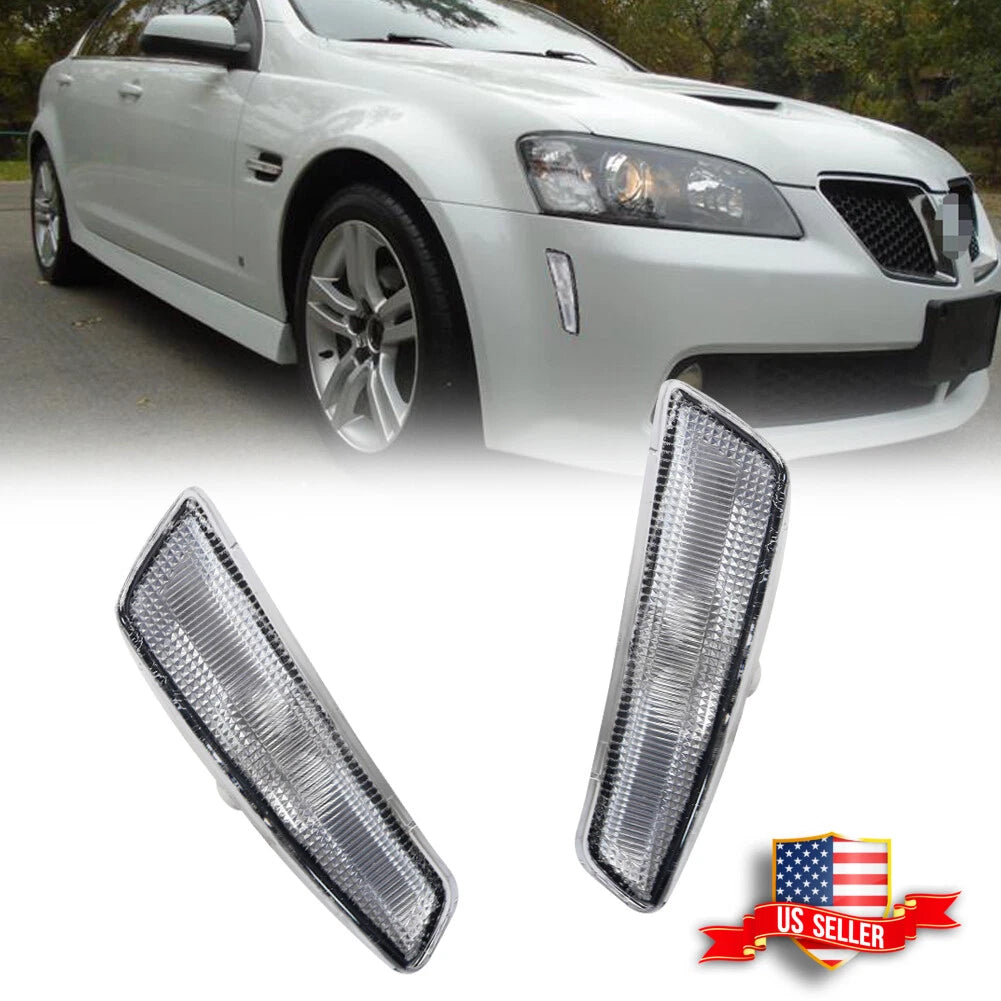 2X Clear Front Bumper Side Markers for Pontiac G8 (2008–2009)
