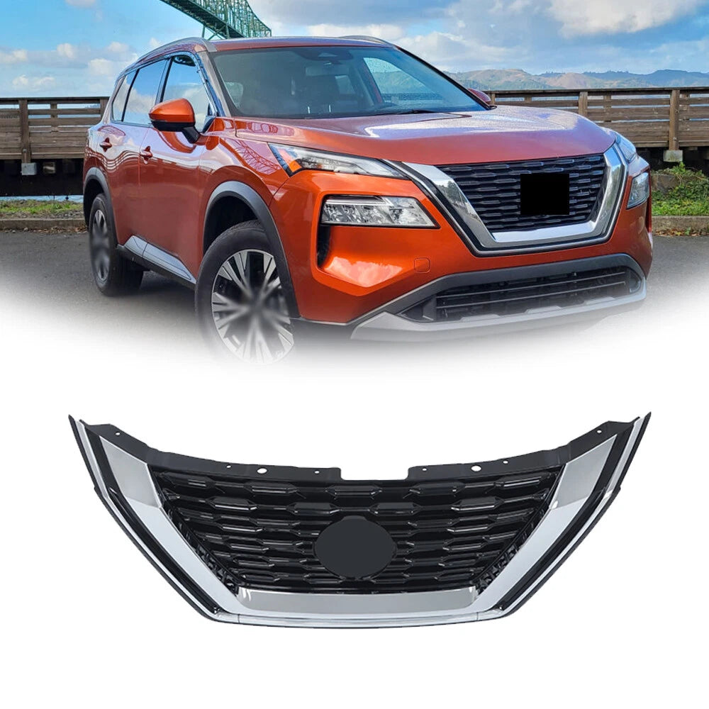 Chrome Black Front Upper Grille for Nissan Rogue (2021–2023)