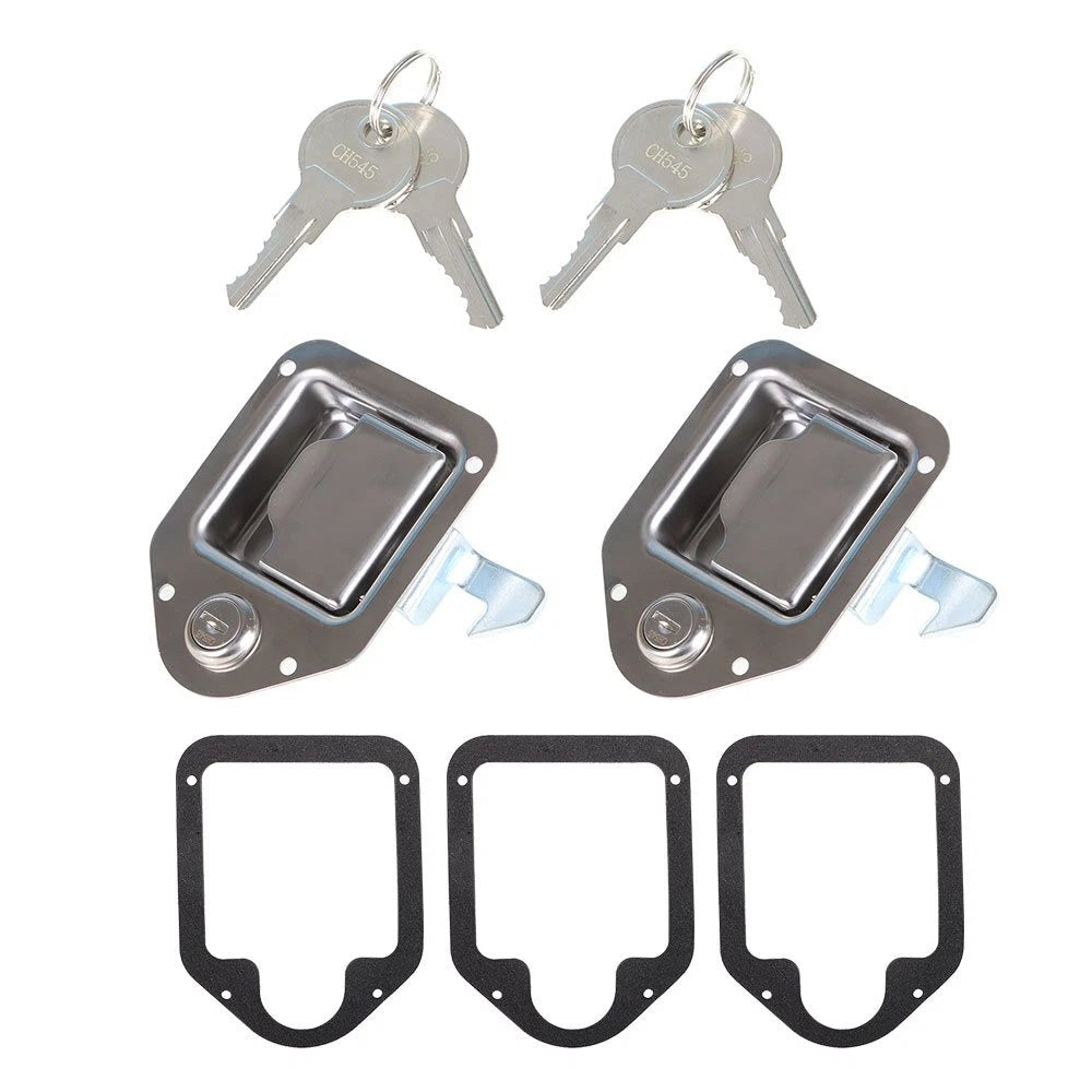 Set of 2 Stainless Door Key Latch Paddle Handles for RV Trailer