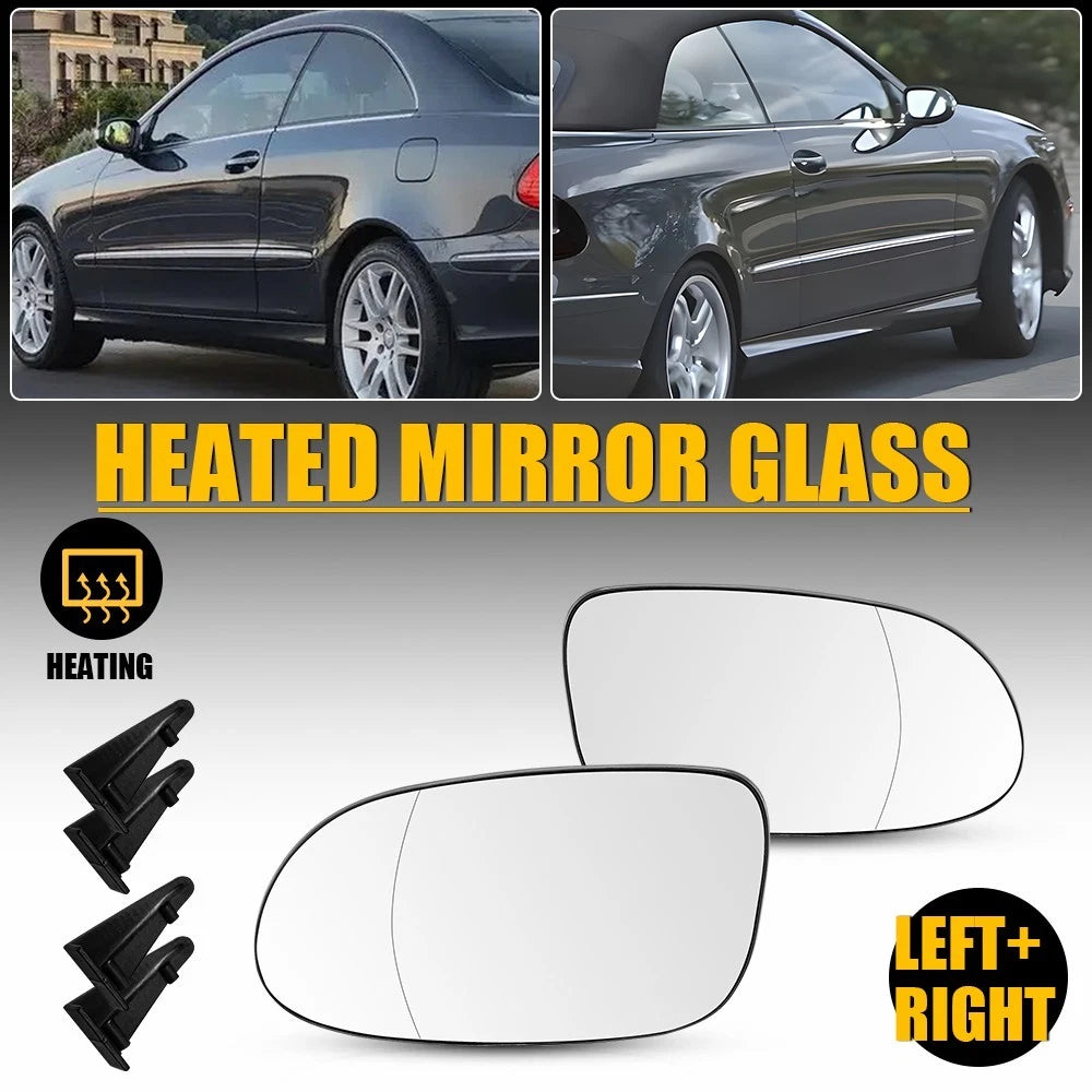 Heated Mirror Glass Pair for Mercedes CLK Class (CLK320 CLK350 CLK430 CLK550)