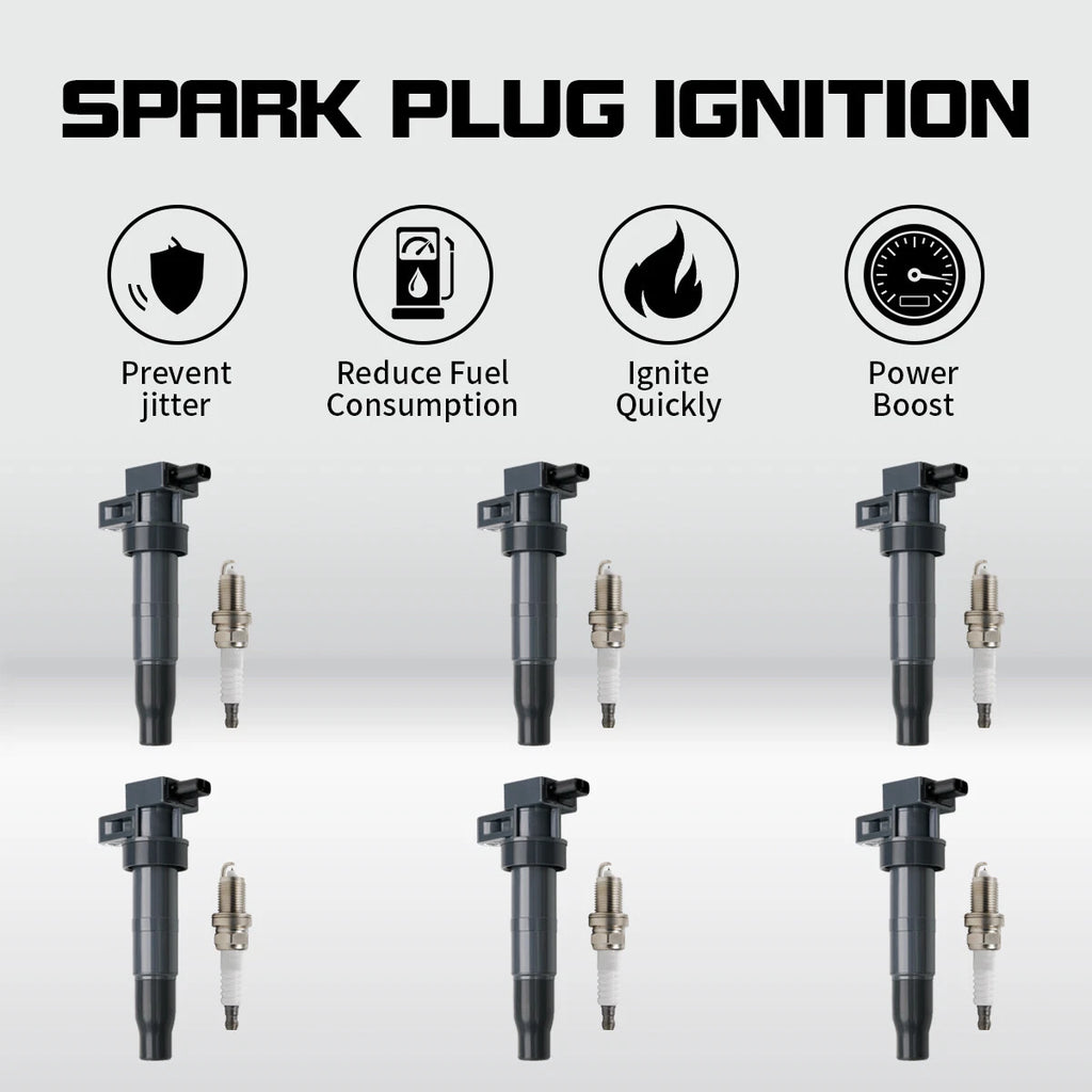 6X Ignition Coils + Plugs for Hyundai Santa Fe Sonata Sorento (V6 3.3L 3.5L 3.8L)