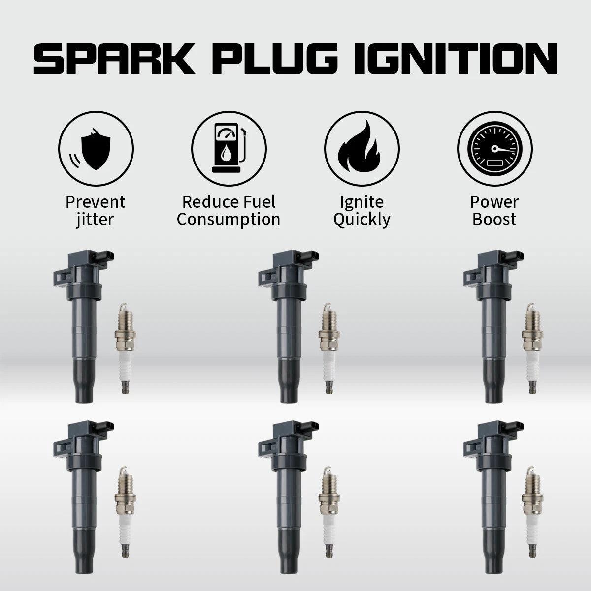 6X Ignition Coils + Plugs for Hyundai Santa Fe Sonata Sorento (V6 3.3L 3.5L 3.8L)