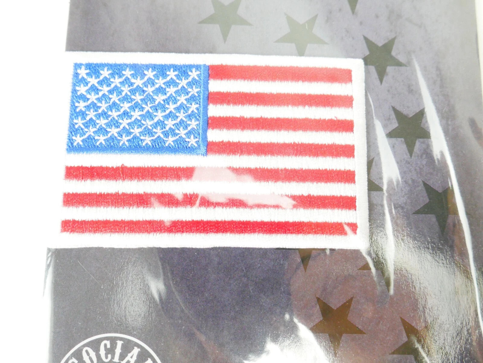 Embroidered American Motorcycle Patch Iron-On White Border USA