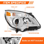 Right Side Projector Headlight for Chevy Equinox LTZ (2010–2015) - Chrome/Amber