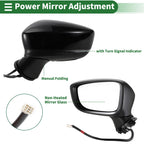 Left Side Door Mirror for Mazda 3 (2017–2018) Manual Folding Black