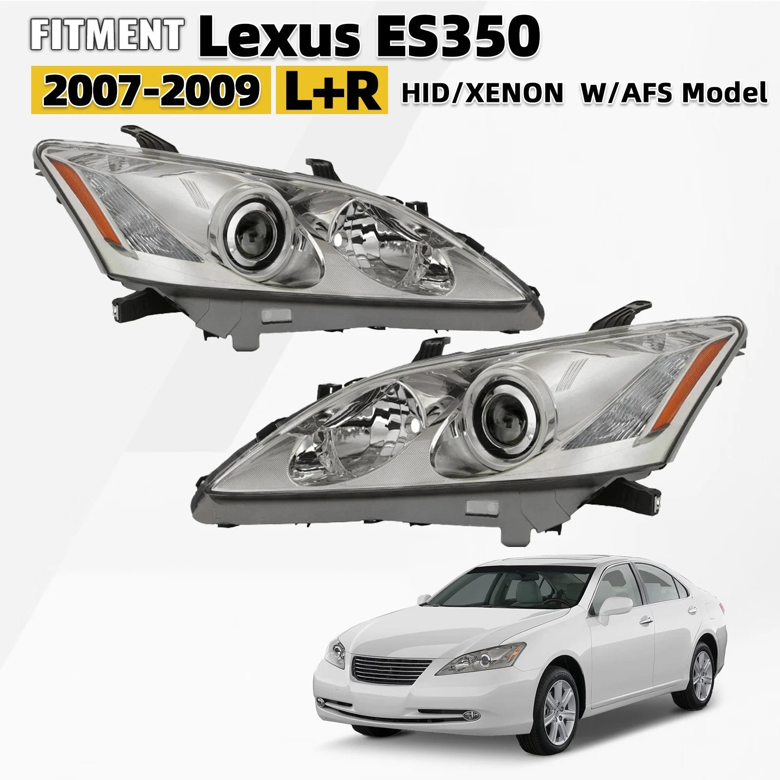 HID Xenon Headlight Set for Lexus ES350 (2007–2009) AFS Chrome Left+Right