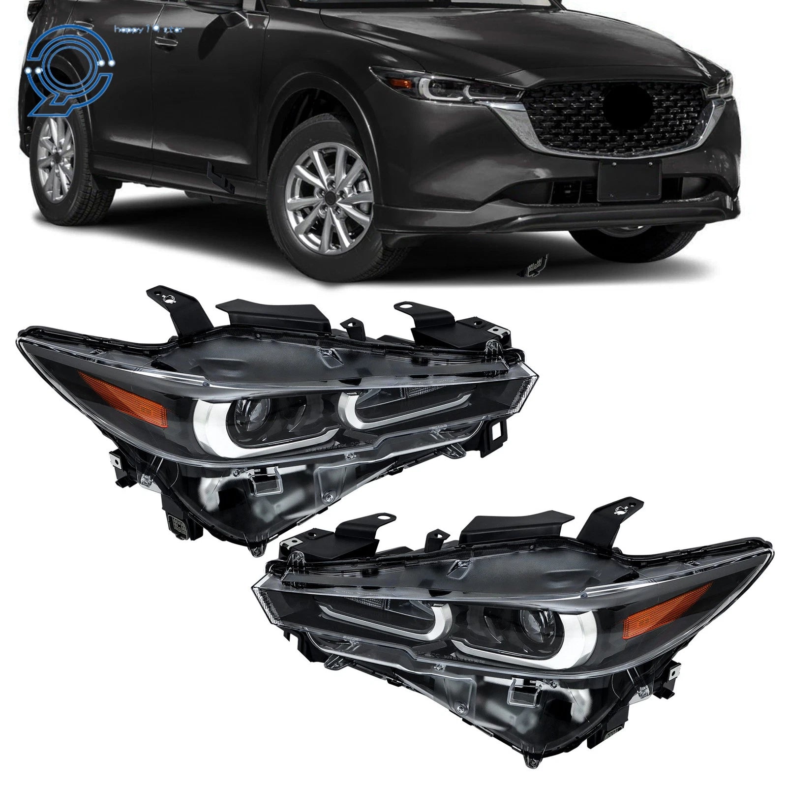 Clear Lens Pair for Mazda CX-5 (2022–2024) Full LED Headlights Assembly