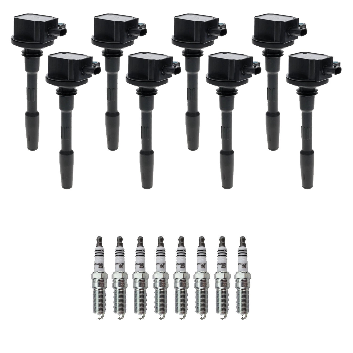 Set of 8 Ignition Coils & NGK Ruthenium Spark Plugs for Mustang 5.0 V8