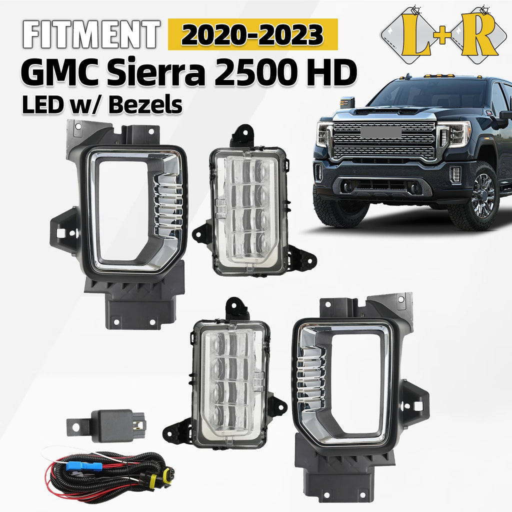 Set of 2 LED Fog Lights with Bezels for GMC Sierra 2500 HD (2020–2023)
