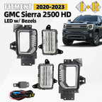Set of 2 LED Fog Lights with Bezels for GMC Sierra 2500 HD (2020–2023)