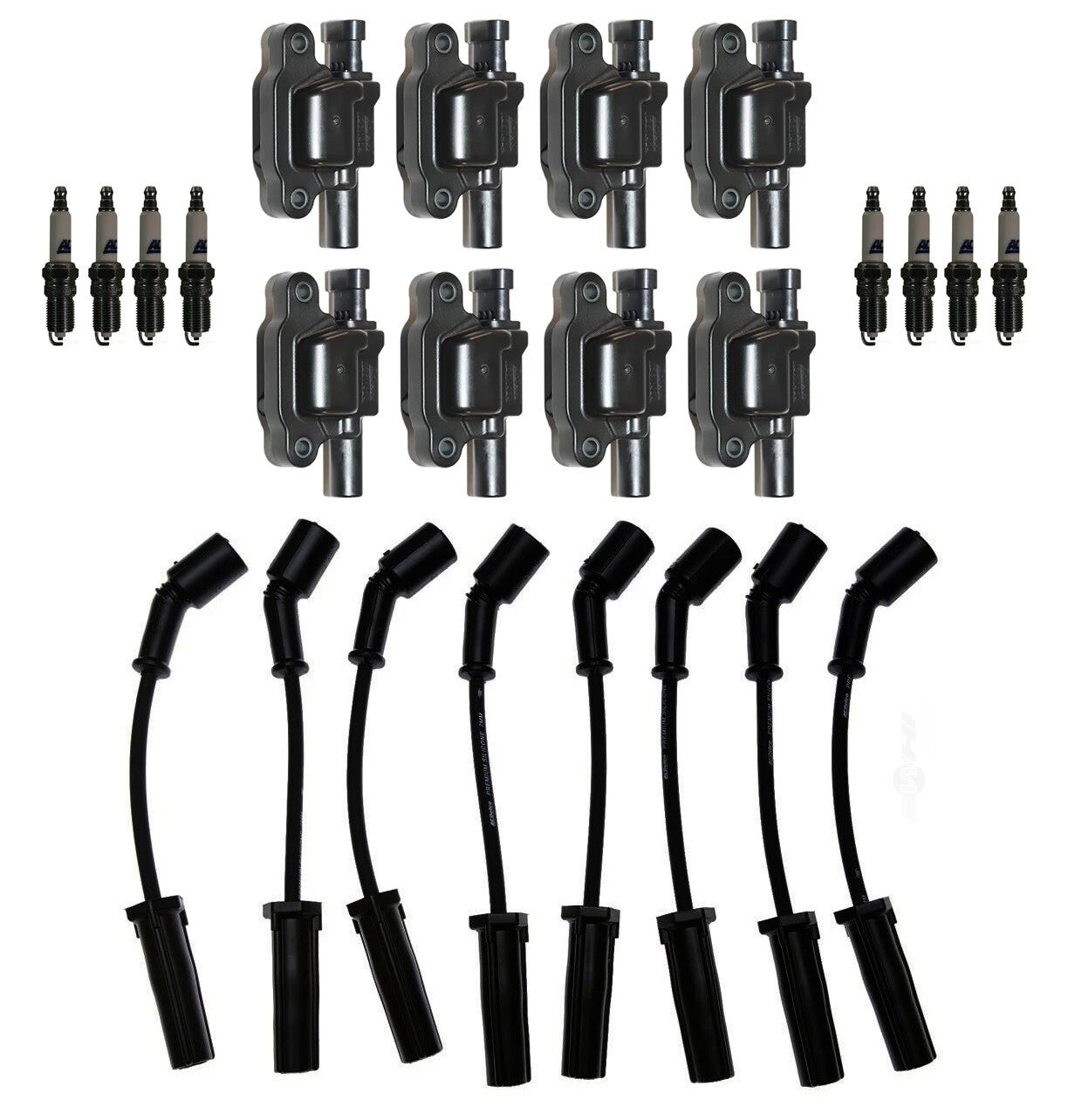 Set of 8 Ignition Wires & Coils & 8 Spark Plugs for Cadillac Chevy GMC V8
