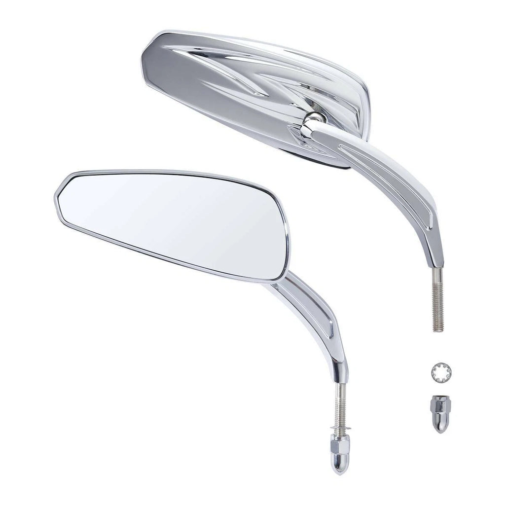 Tapered Tribal Rear View Mirrors for Harley Touring Road Glide (Chrome/Black)