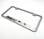 Brushed Stainless License Plate Frame with Jeep Script for Jeep Wrangler (2007–2023)