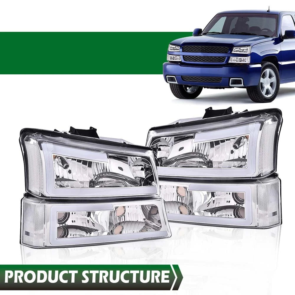 Headlights and Bumper Light for Chevrolet Silverado 1500 2500HD 3500 (2003–2006)