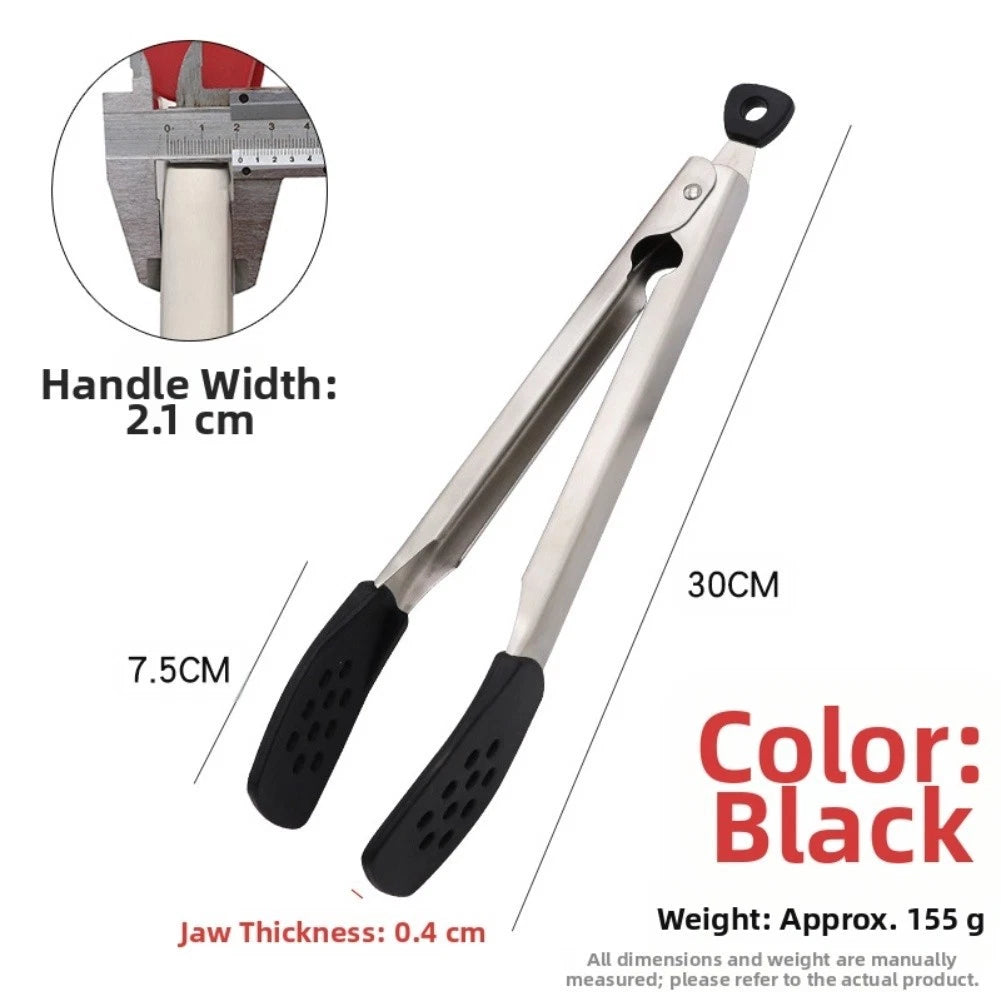 Heat Resistant Silicone Barbecue Tongs 304 Stainless Steel Non Slip Grip