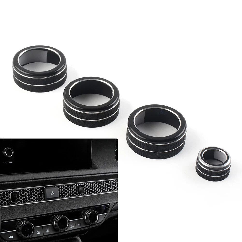Black Console AC Climate Control Knob Ring Cover for Honda Civic CR-V (2023-2024)