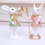 2X Easter Themed Resin Rabbits for Seasonal Displays