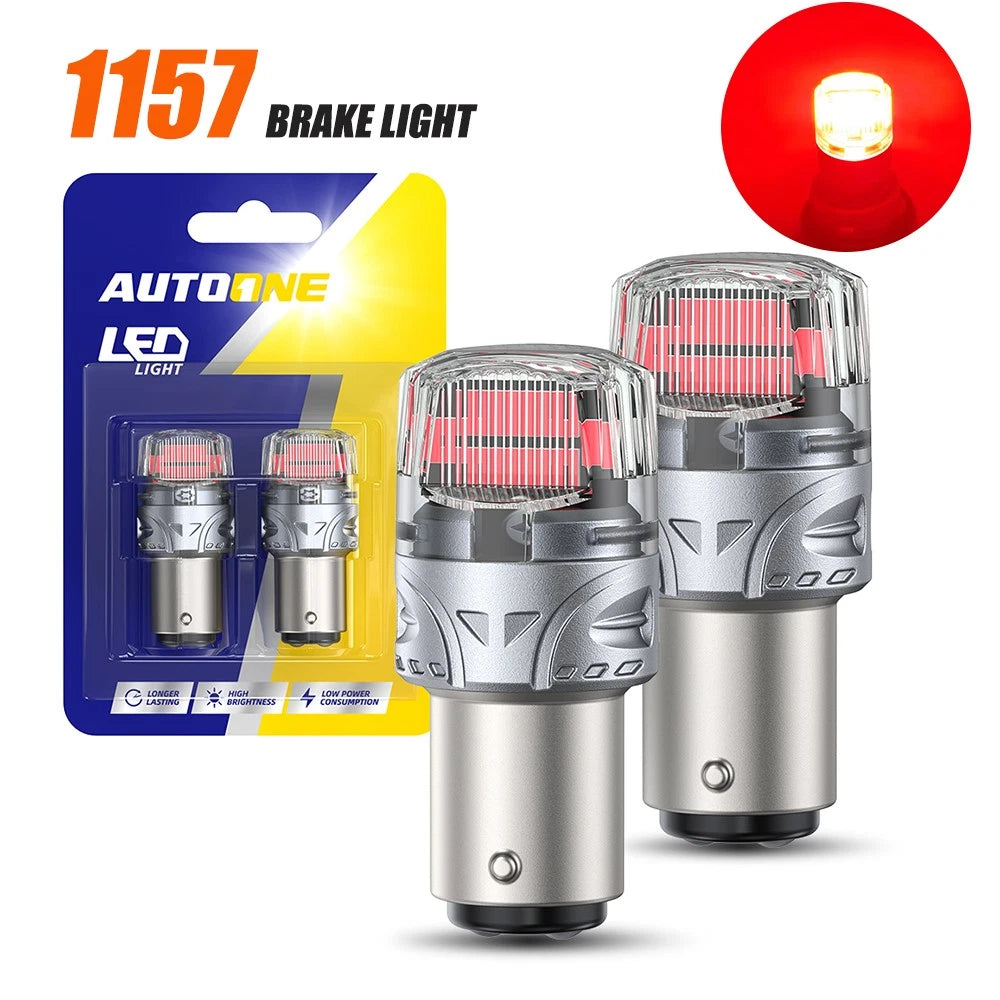2X 1157 2057 2357 Red LED Stop Turn Signal Bulbs for BAY15D (1000LM)