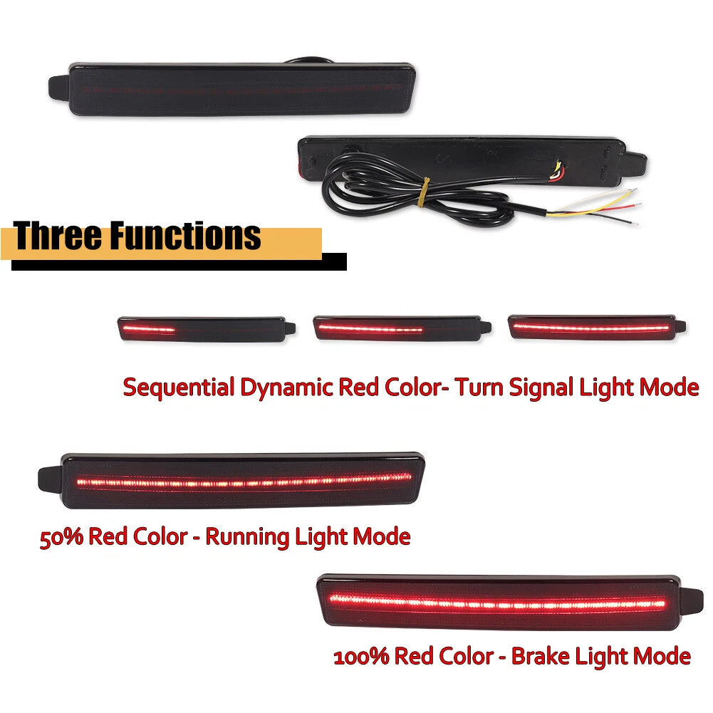 2X Smoke LED Rear Reflector Tail Lights for GMC Acadia Cadillac SRX (2017–2020)