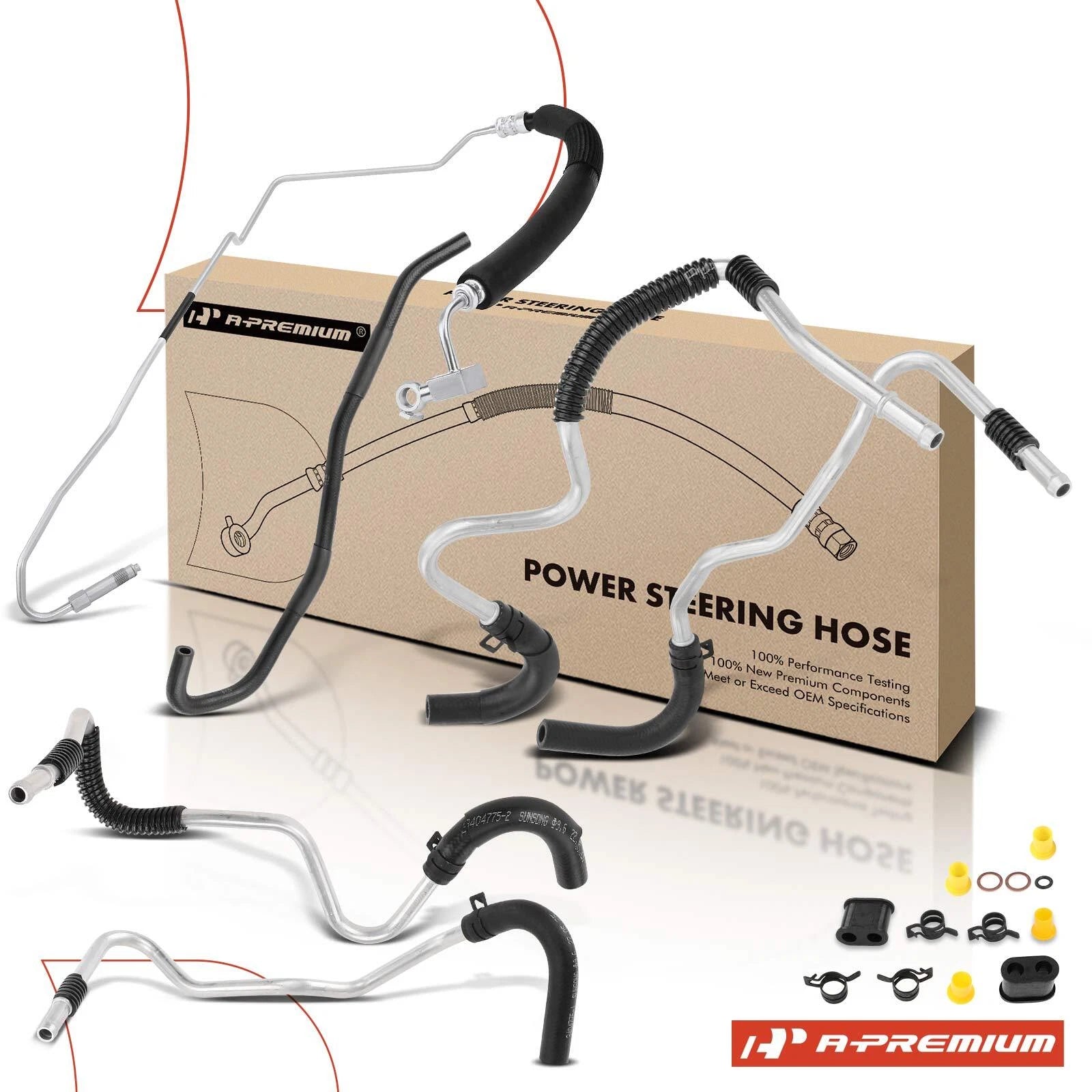 Set of 4 Power Steering Pressure and Return Line Hoses for Nissan 350Z (2008–2009)
