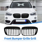 1 Pair Front Upper Bumper Grille for BMW X1 F48 (2016–2022) Gloss Black