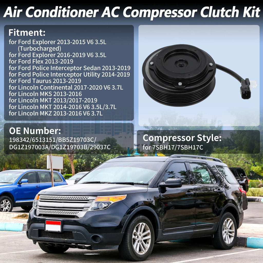 AC Compressor Clutch Kit for Ford Explorer, Flex, Lincoln MKS (2009–2019)