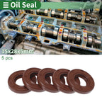 Set of 5 Oil Seal Rotary Shaft Seal FKM Rubber 15x28x5mm