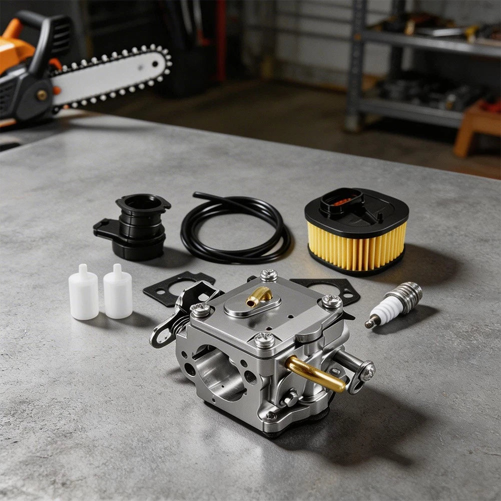 Carburetor Kit with Air Filter & Oil Filter for Husqvarna 372XP 365X (–)