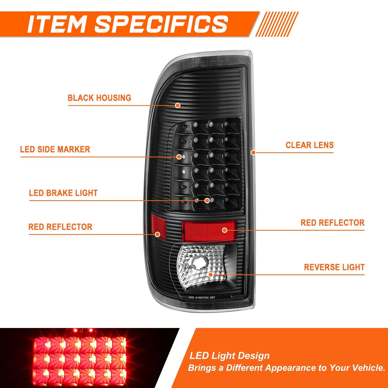 Full LED Tail Light for Ford Super Duty (2008–2016) - Black
