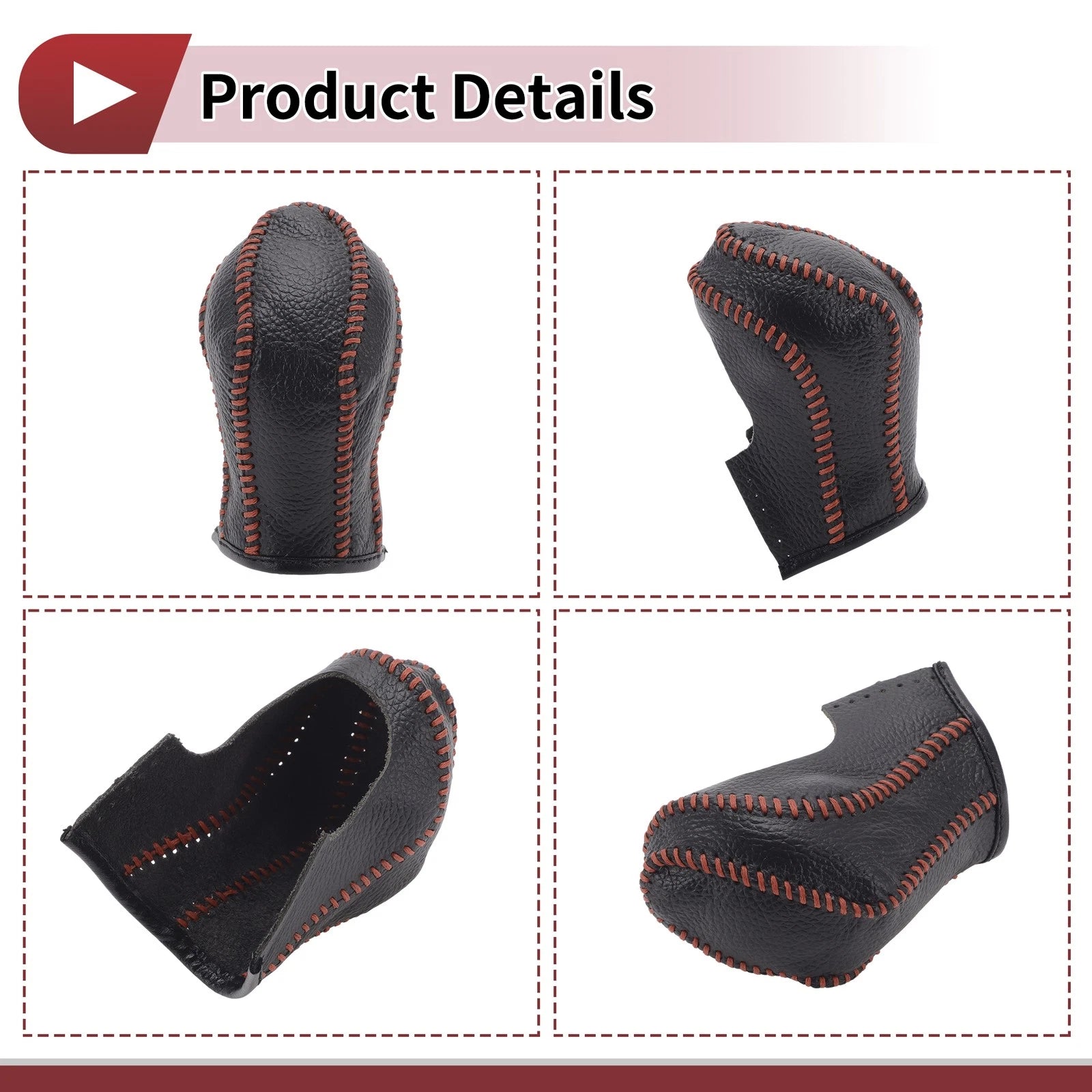 1Pc Gear Shift Knob Cover for Nissan Maxima (2016–2023) Black Brown Faux Leather